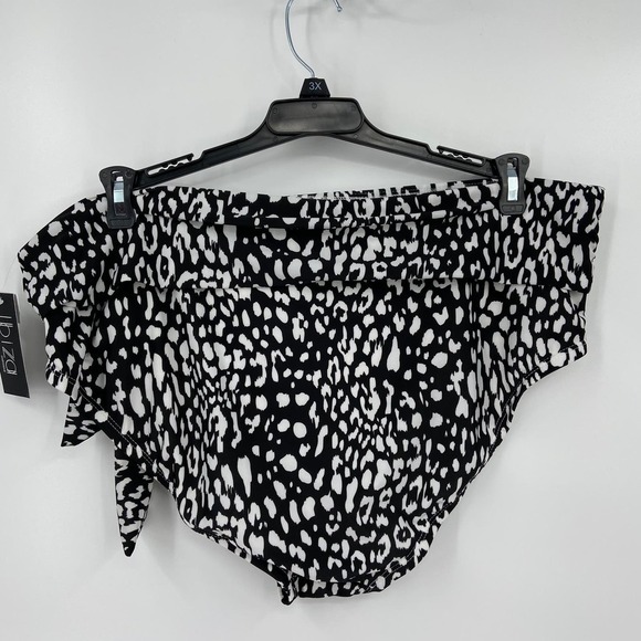 Ibiza Swimwear High Waist Bikini Bottom Faux Waist Sash Black Animal Print 3X - Picture 7 of 10